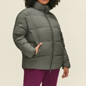 Girlfriend Collective Puffer Jacket Full Zip Green Thyme Size Small Outdoors